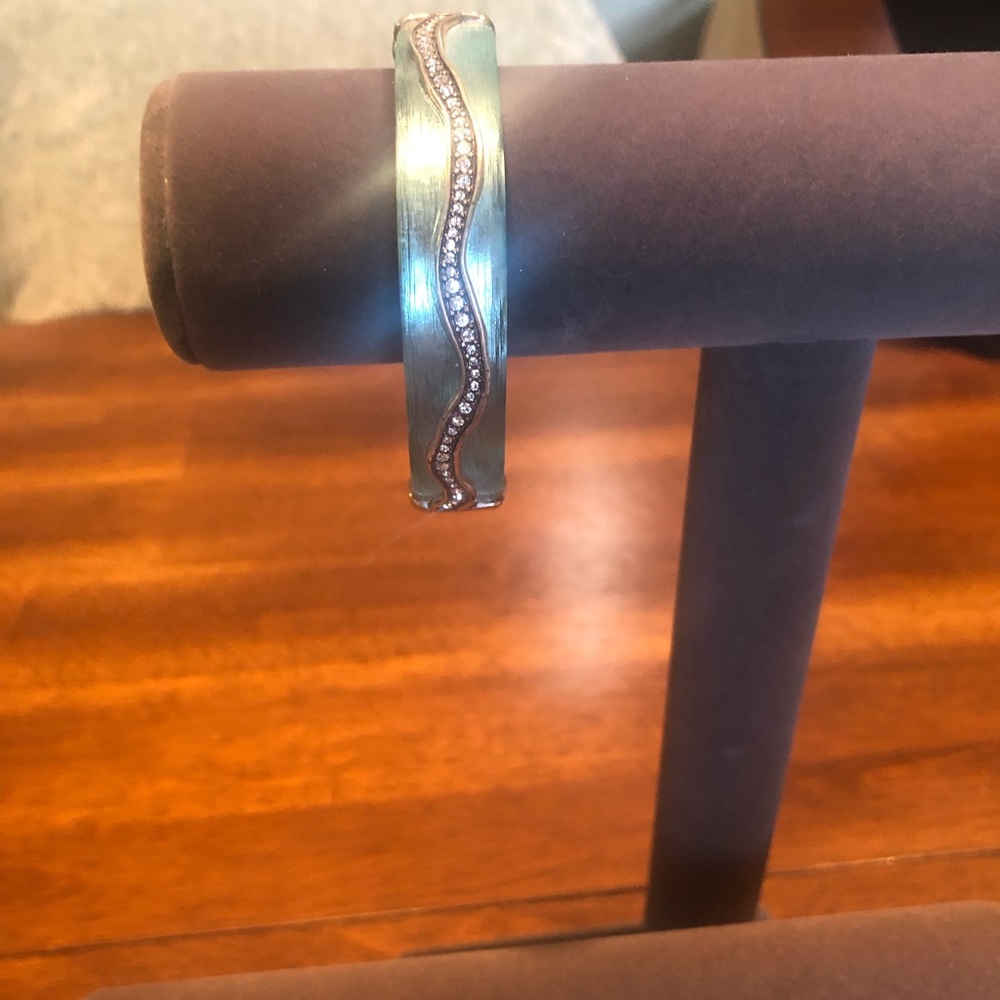Brighton Aqua and Silver Bangle Bracelet